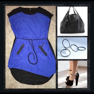 🔵Blue🔵 + ⚫️Black⚫️Shirt Dress